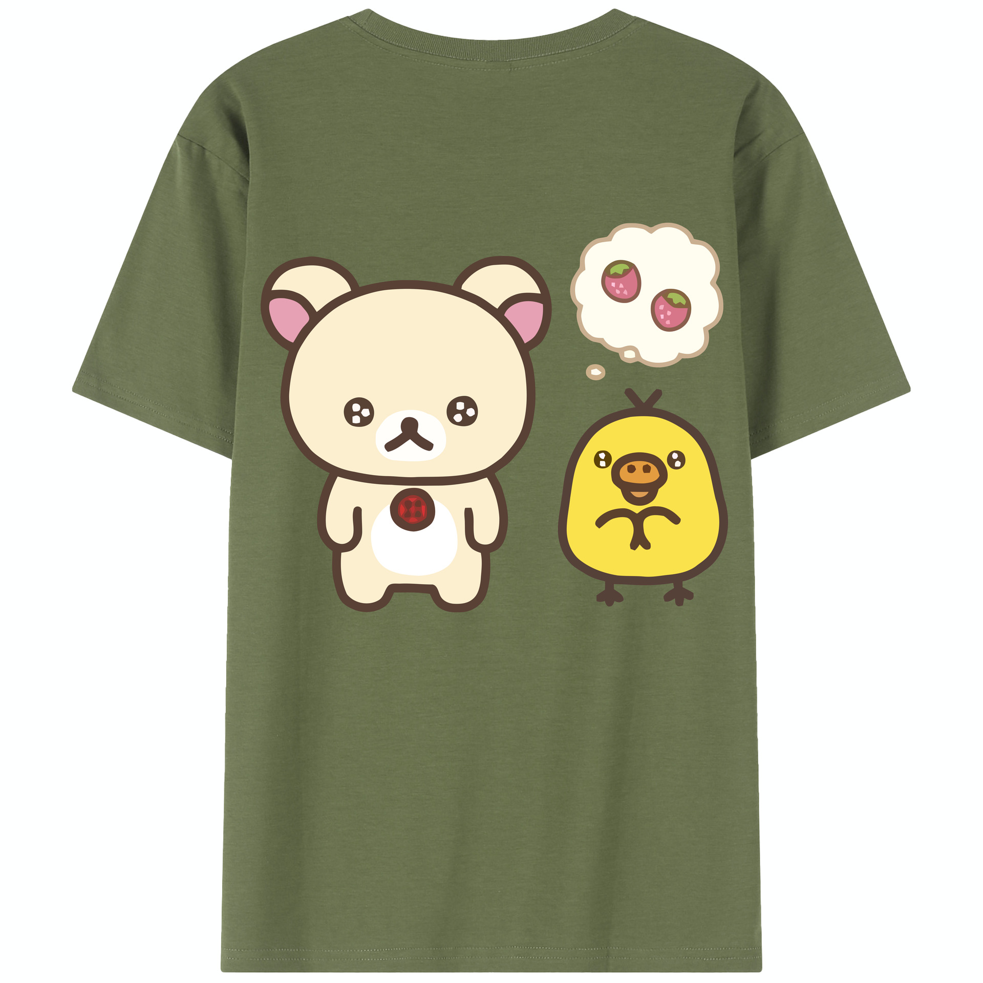 （画像用） リラックマ リラックマ キイロイトリ Rilakkuma Korilakkuma Kiiroitori 綿100％半袖Tシャツ（背面プリント）